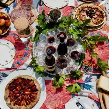 Picnic and wine tasting in the vineyards, Verona,